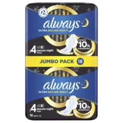 פדים אולווייז אולטרא לילה בטוח 18 יחידות